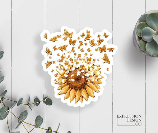 Expression Design Co - Sunflower Butterflies Vinyl Sticker