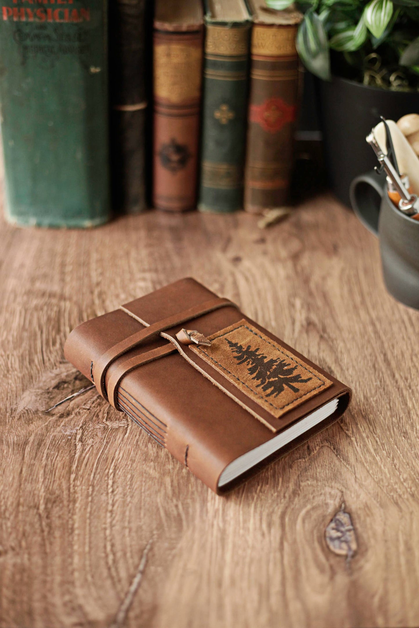 Leather Journal with Pine Tree