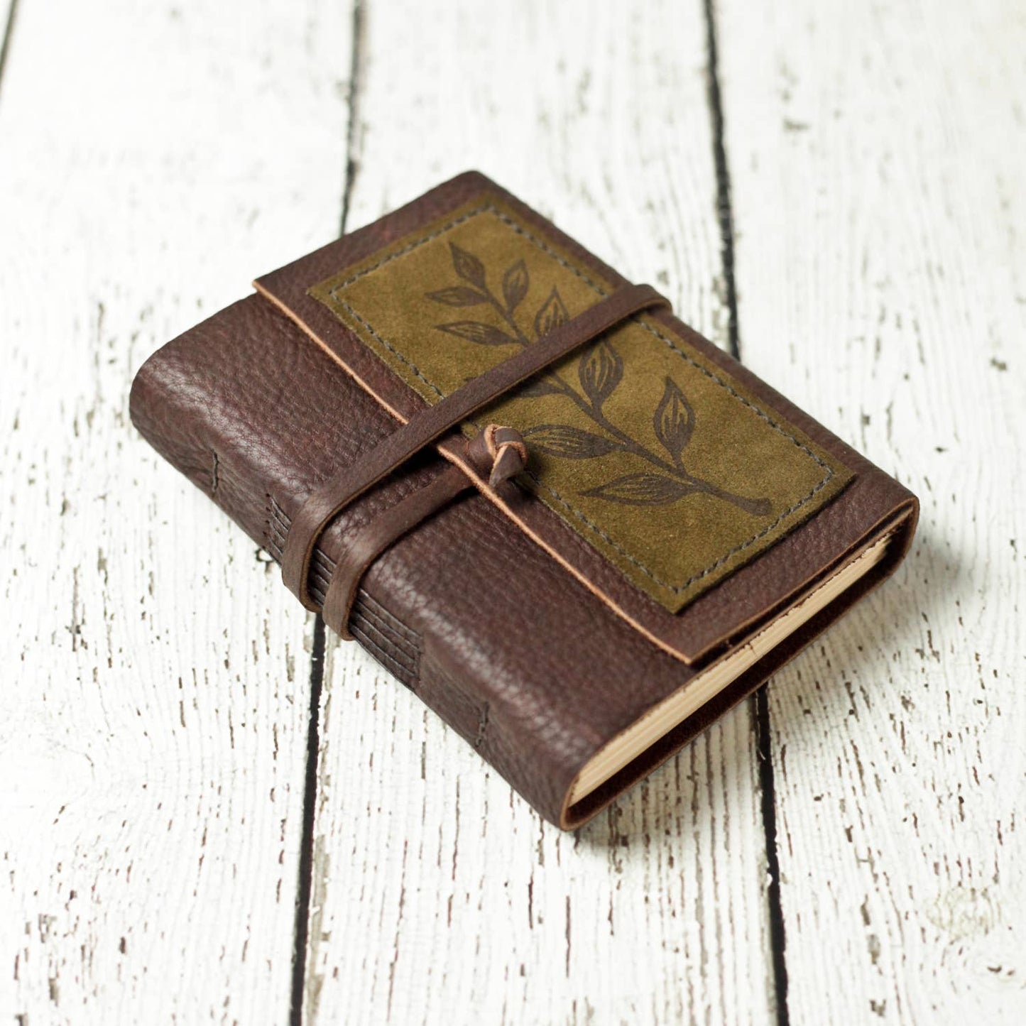 Leather Journal with Leaf Design