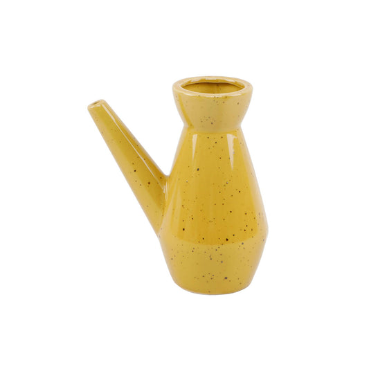 Ceramic Watering Can Speckle Mustard