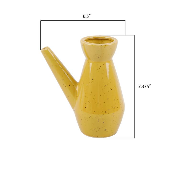 Ceramic Watering Can Speckle Mustard