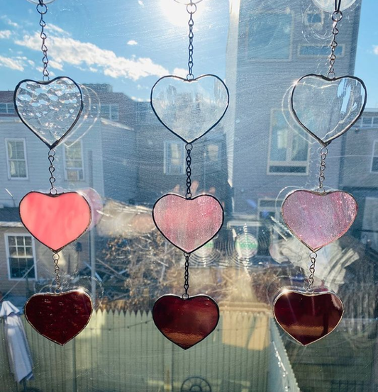 Stained Glass Hanging Hearts