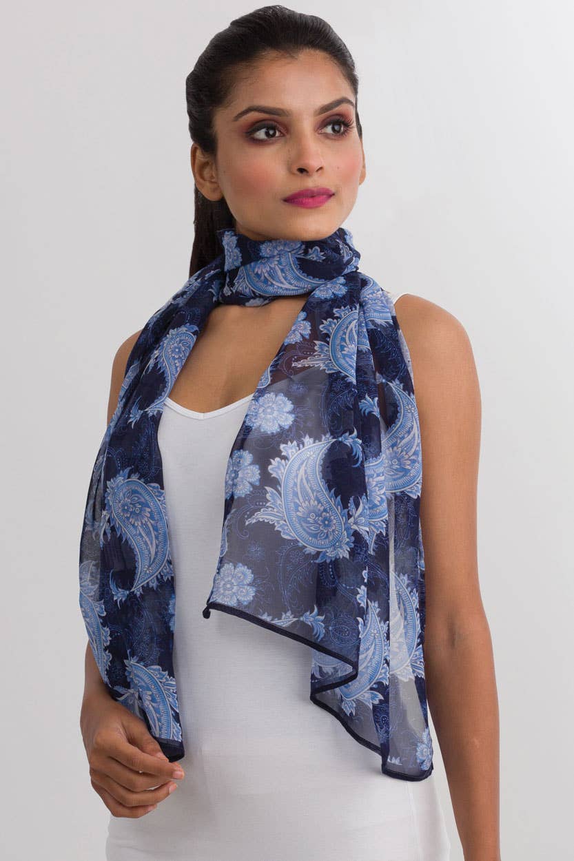 Sahila Scarf - Navy Paisley