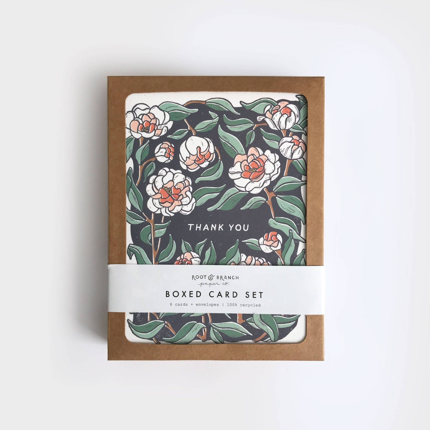 Peony Thank You Boxed Card Set of 8